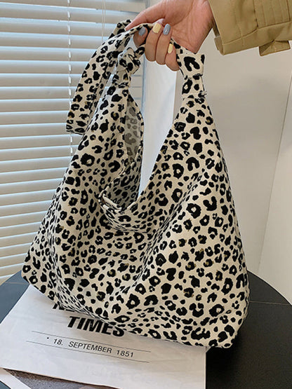 Tote Bags- Leopard Print Tote Bag - Your Everyday Essential Carrier in Cotton Canvas- - IndioGear Fashion and Gear