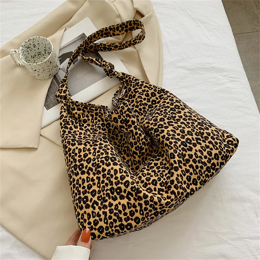 Tote Bags- Leopard Print Tote Bag - Your Everyday Essential Carrier in Cotton Canvas- - IndioGear Fashion and Gear