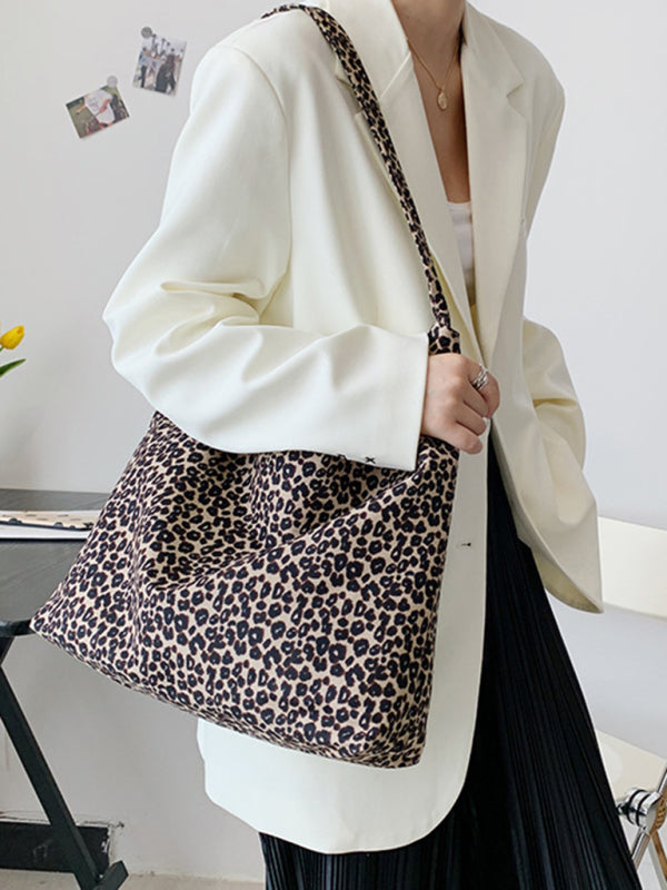 Tote Bags- Leopard Print Tote Bag - Your Everyday Essential Carrier in Cotton Canvas- - IndioGear Fashion and Gear