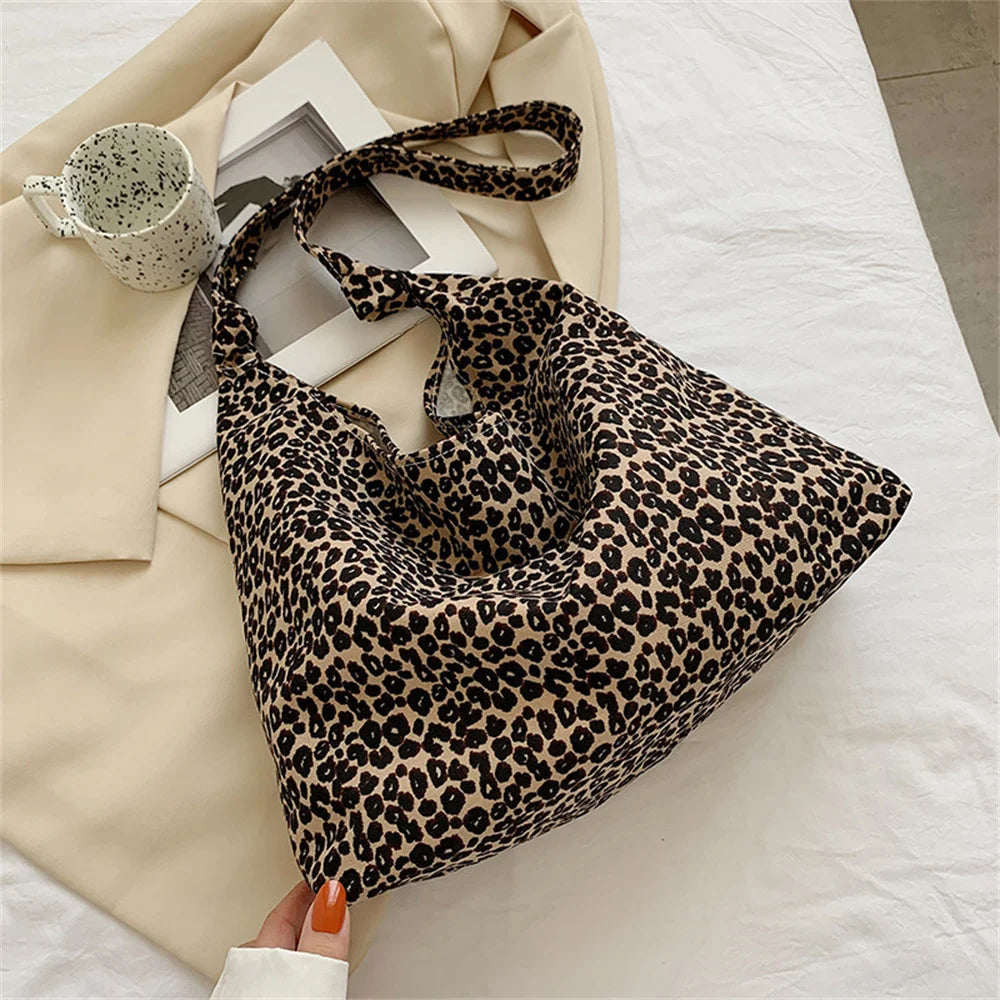 Tote Bags- Leopard Print Tote Bag - Your Everyday Essential Carrier in Cotton Canvas- - IndioGear Fashion and Gear