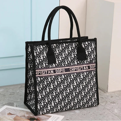 Tote Bags- Metro Cat Carryall – A Must-Have for Modern Women- Letter pattern- IndioGear Women Clothing