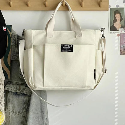 Tote Bags- Metropolitan Canvas Messenger Tote Bags – Built for the Urban Jungle- Off white- IndioGear Women Clothing