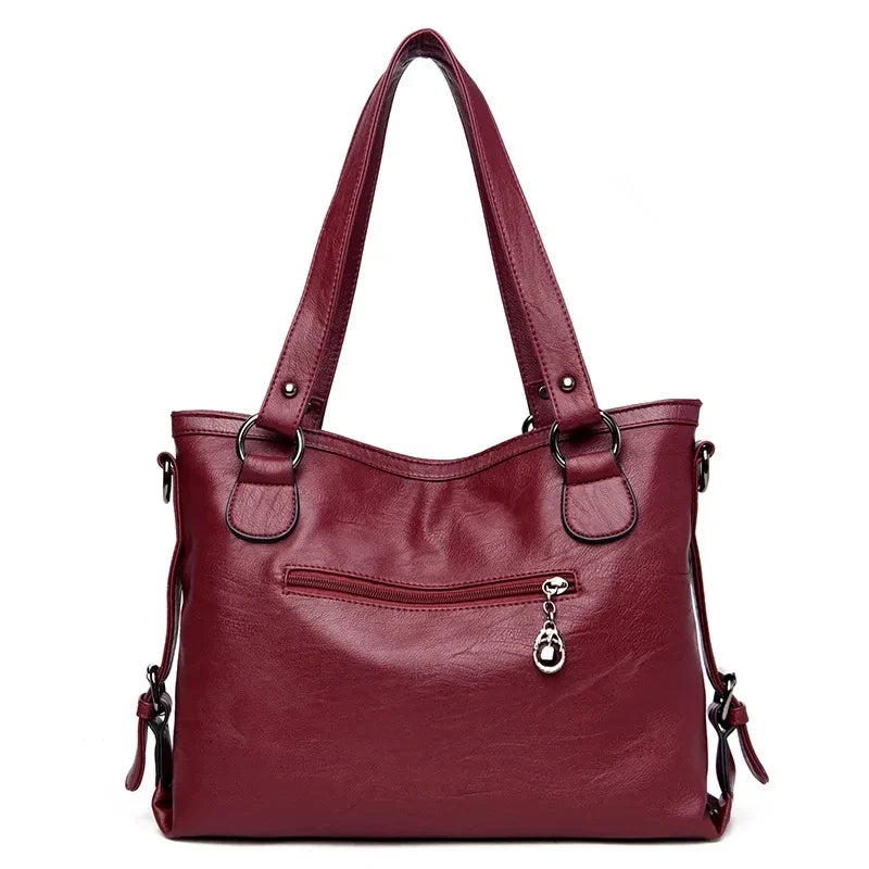 Tote Bags- Modern Luxe Leather Tote with Metallic Touches- - IndioGear Women Clothing