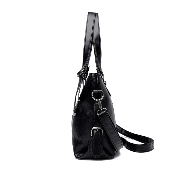 Tote Bags- Modern Luxe Leather Tote with Metallic Touches- - IndioGear Women Clothing