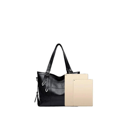 Tote Bags- Modern Luxe Leather Tote with Metallic Touches- - IndioGear Women Clothing