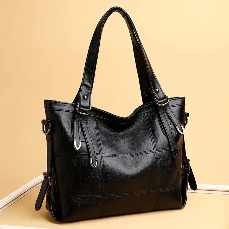 Tote Bags- Modern Luxe Leather Tote with Metallic Touches- - IndioGear Women Clothing