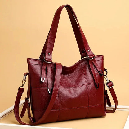 Tote Bags- Modern Luxe Leather Tote with Metallic Touches- - IndioGear Women Clothing