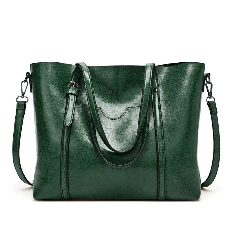 Tote Bags- Multi-functional Tote Bag in Faux Leather- Green- IndioGear Fashion and Gear