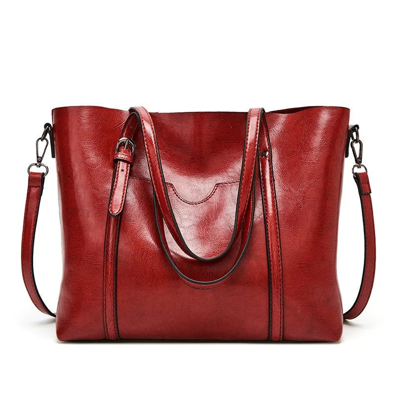 Tote Bags- Multi-functional Tote Bag in Faux Leather- Red- IndioGear Fashion and Gear