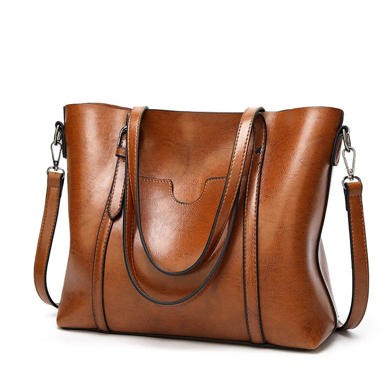 Tote Bags- Multi-functional Tote Bag in Faux Leather- Brown- IndioGear Fashion and Gear