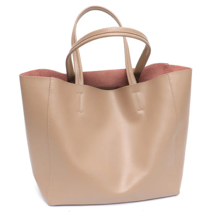 Tote Bags- Versatile Genuine Leather Tote Bag - Office to Outing- Natural- IndioGear Fashion and Gear