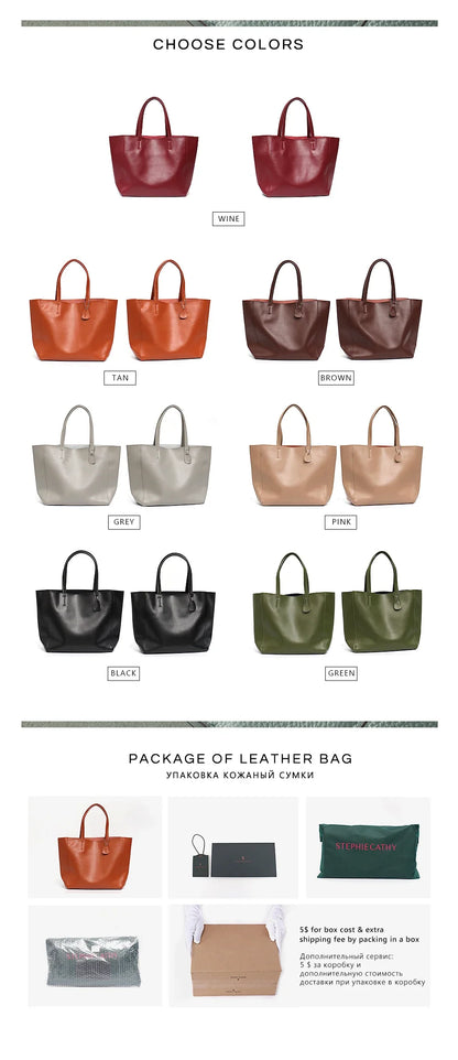 Tote Bags- Versatile Genuine Leather Tote Bag - Office to Outing- - IndioGear Fashion and Gear