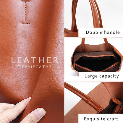 Tote Bags- Versatile Genuine Leather Tote Bag - Office to Outing- - IndioGear Fashion and Gear