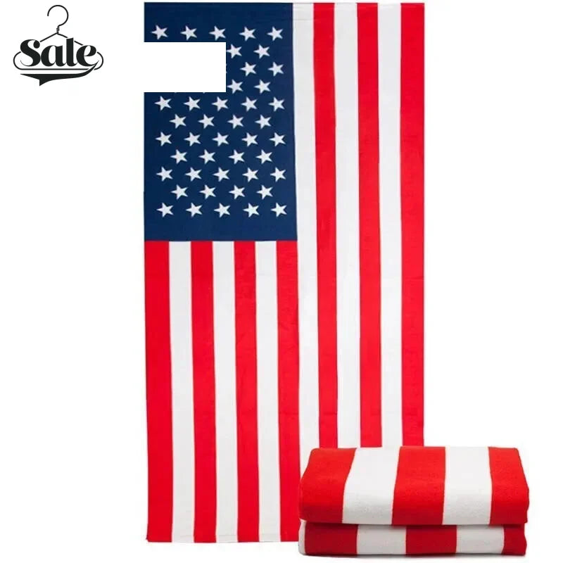 Towels- Patriotic Plush USA Flag Print Quick-Dry Towel- - IndioGear Fashion and Gear