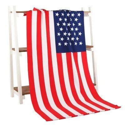 Towels- Patriotic Plush USA Flag Print Quick-Dry Towel- American Flag Print- IndioGear Fashion and Gear