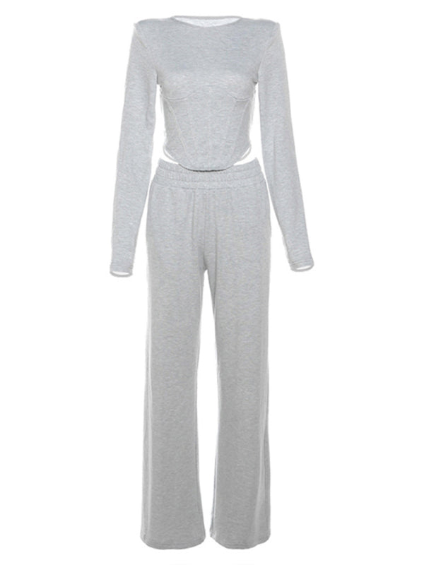 Traxksuits- High Waisted Sweatpants & Crop Tee - Sporty 2 Piece Tracksuit- - IndioGear Fashion and Gear