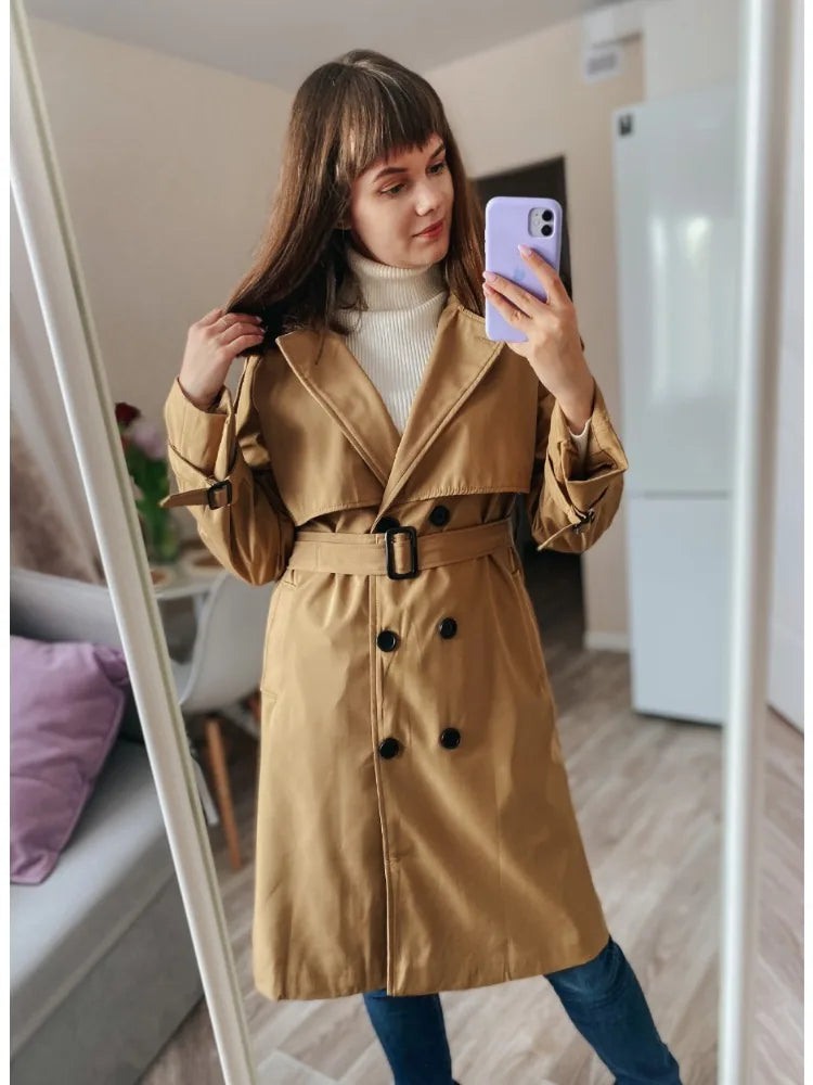 Trench Coats- Essential Mid-Length Trench Coat for Women Layering- - IndioGear.com