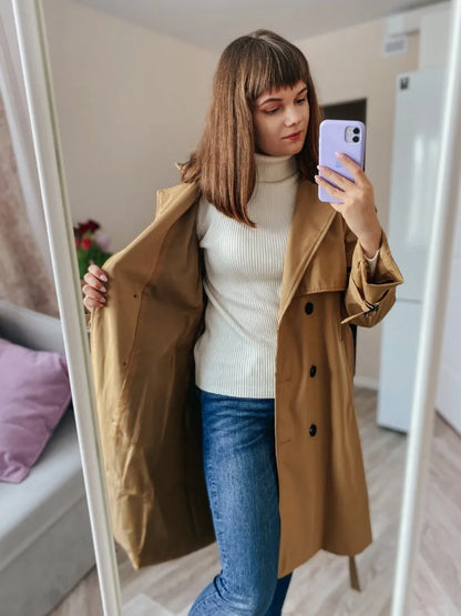 Trench Coats- Essential Mid-Length Trench Coat for Women Layering- - IndioGear.com