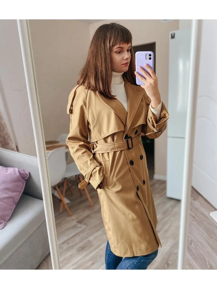 Trench Coats- Essential Mid-Length Trench Coat for Women Layering- - IndioGear.com