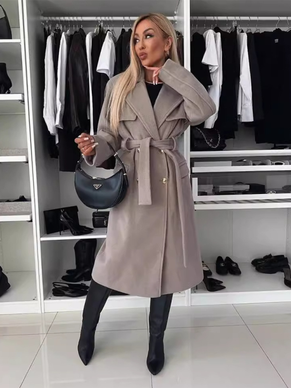 Trench Coats- Ladies Wool Trench Coat- Charcoal grey- IndioGear.com