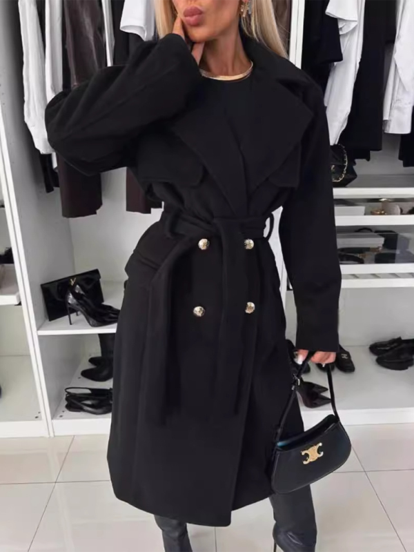 Trench Coats- Ladies Wool Trench Coat- - IndioGear.com