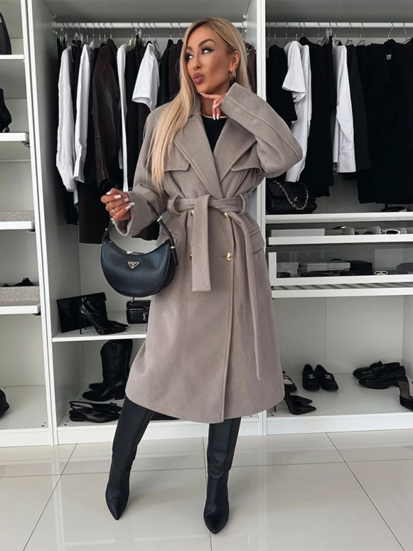 Trench Coats- Ladies Wool Trench Coat- - IndioGear.com