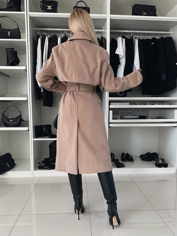 Trench Coats- Ladies Wool Trench Coat- - IndioGear.com