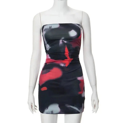 Tube Dresses- Night Out Abstract Strapless Bodycon Dress- S M XL L- IndioGear.com