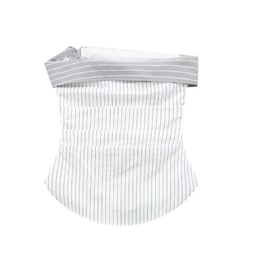 Tube Tops- Minimalist Stripe Buttoned Tube Top- - IndioGear