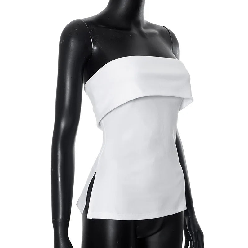 Tube Tops- Minimalist White Tube Top for Versatile Styling- - IndioGear