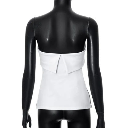 Tube Tops- Minimalist White Tube Top for Versatile Styling- - IndioGear