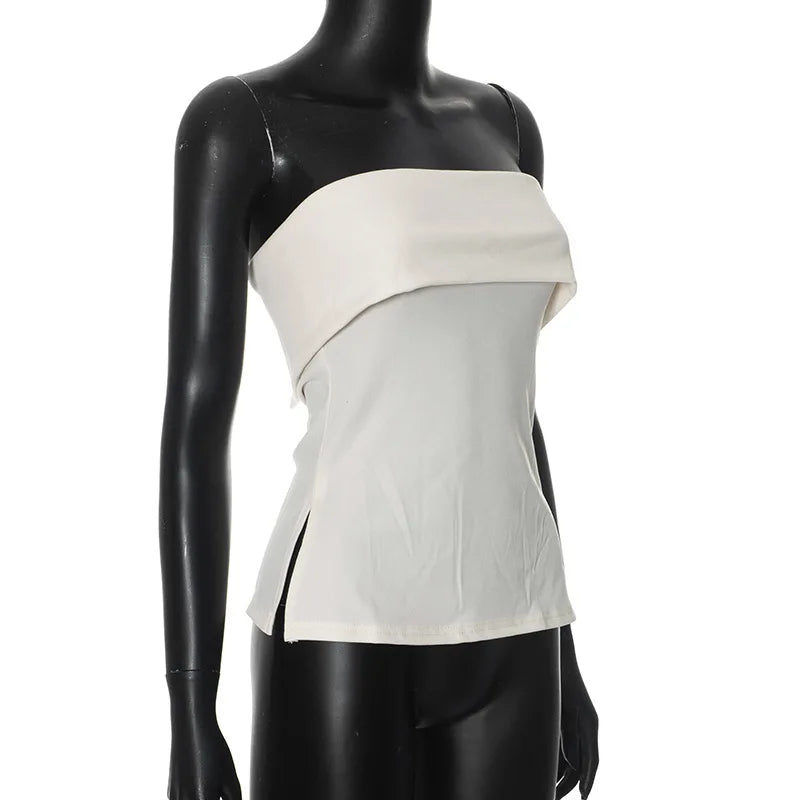 Tube Tops- Minimalist White Tube Top for Versatile Styling- - IndioGear