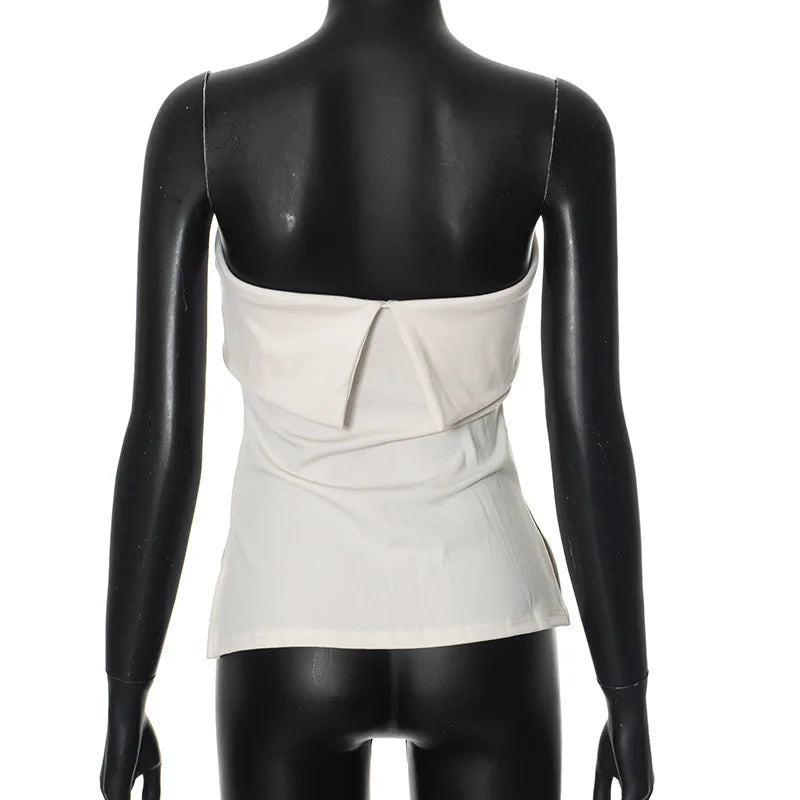 Tube Tops- Minimalist White Tube Top for Versatile Styling- - IndioGear