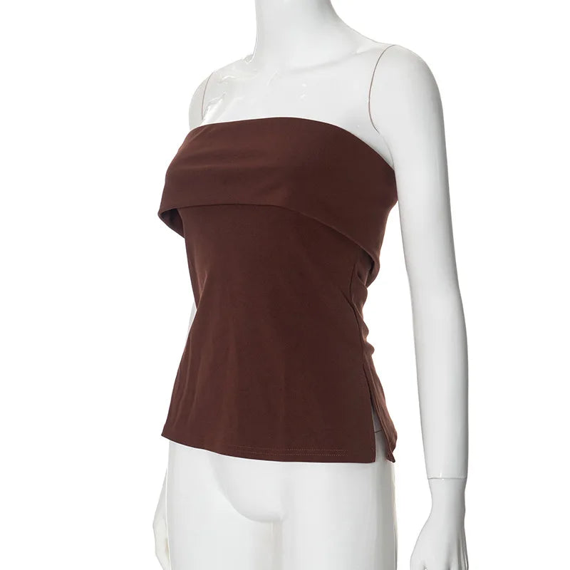 Tube Tops- Minimalist White Tube Top for Versatile Styling- - IndioGear