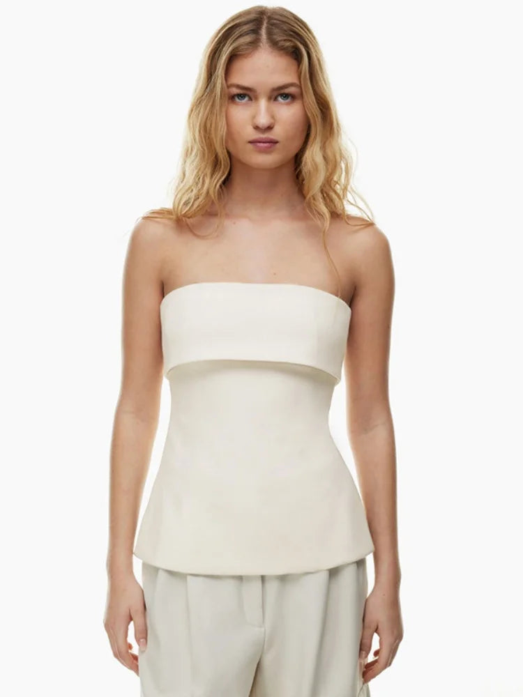 Tube Tops- Minimalist White Tube Top for Versatile Styling- - IndioGear