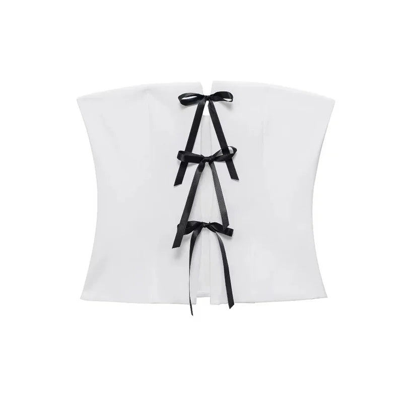 Tube Tops- Minimalist Strapless Tube Top with Contrast Lacing- - IndioGear