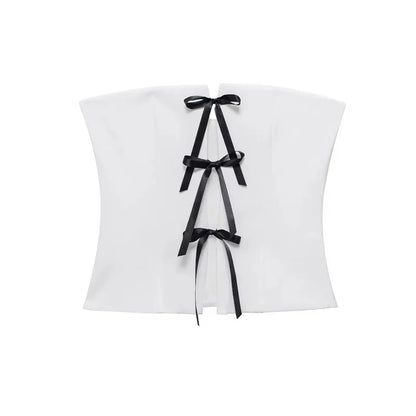 Tube Tops- Minimalist Strapless Tube Top with Contrast Lacing- - IndioGear