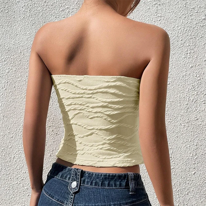 Tube Tops- Women Edgy Textured Strapless Tube Top- - IndioGear.com