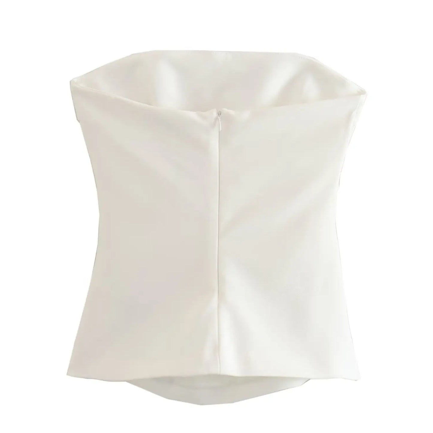 Tube Tops- Women Elegant Solid Bandeau Top with Ruched Detail- - IndioGear.com