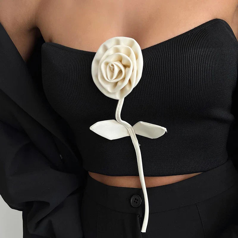 Mit Blumen verziertes Tube-Top für Damen