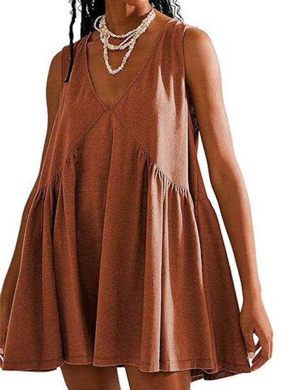 Tunic Dresses- Loose Fit Sleeveless Dress for Summer Comfort- - IndioGear Fashion and Gear