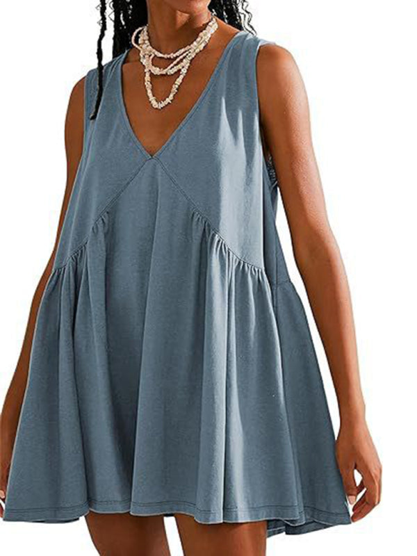 Tunic Dresses- Loose Fit Sleeveless Dress for Summer Comfort- - IndioGear Fashion and Gear