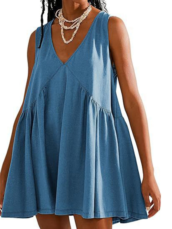 Tunic Dresses- Loose Fit Sleeveless Dress for Summer Comfort- - IndioGear Fashion and Gear