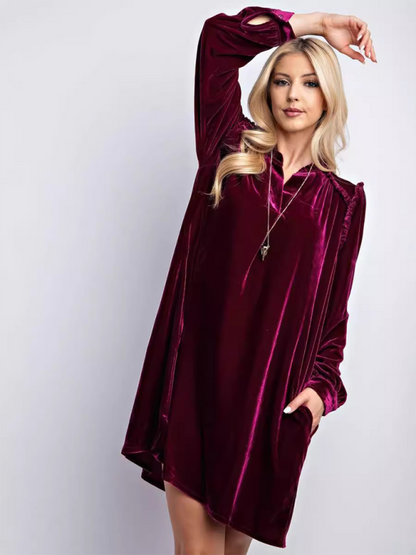 Tunic Dresses- Luxurious Velvet Tunic Dress for Layering This Winter- - IndioGear.com