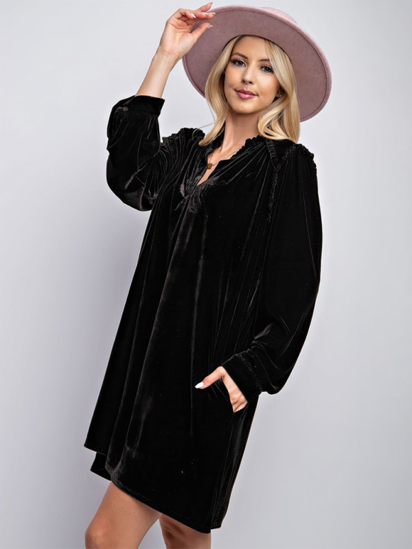 Tunic Dresses- Luxurious Velvet Tunic Dress for Layering This Winter- - IndioGear.com