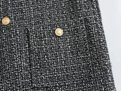 Tweed Jackets- Elegant Tweed Jacket with Golden Buttons- - IndioGear.com