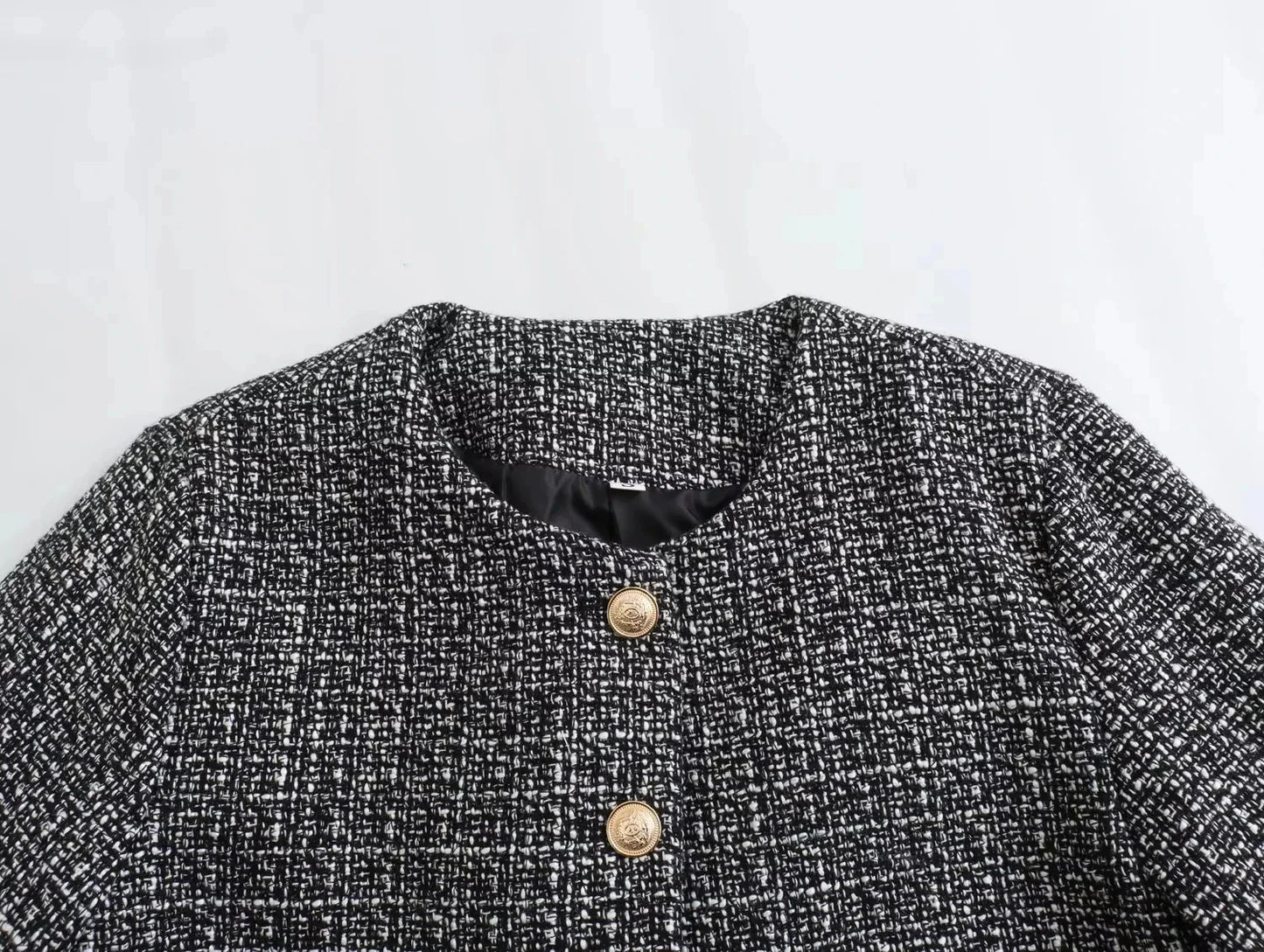 Tweed Jackets- Elegant Tweed Jacket with Golden Buttons- - IndioGear.com