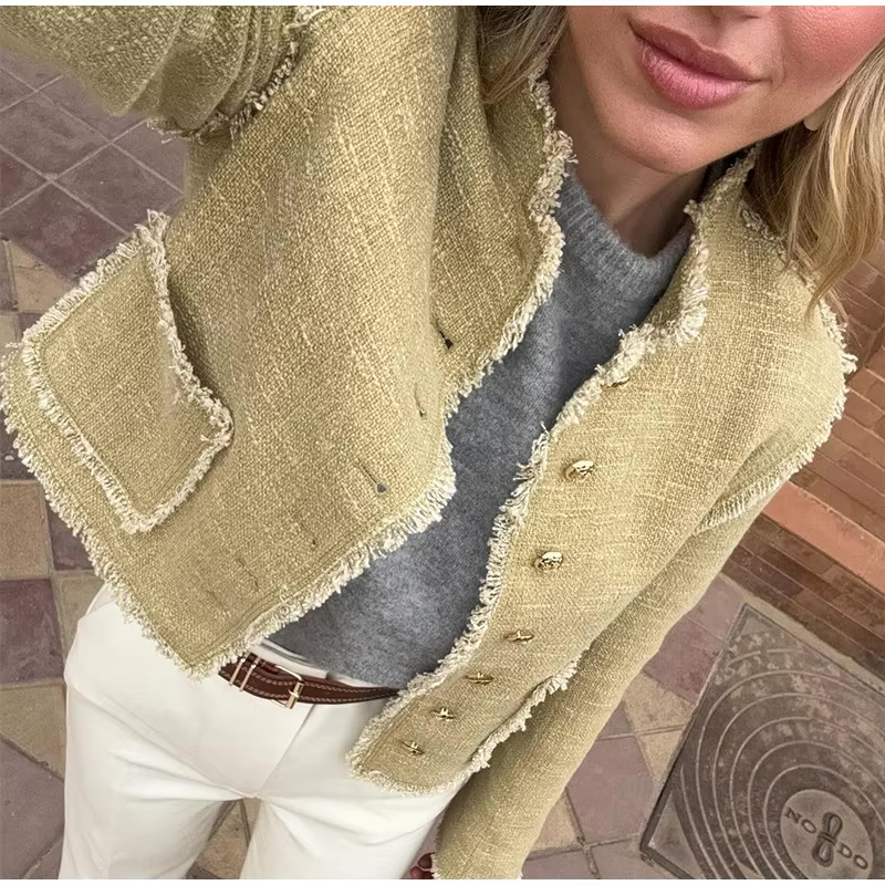 Tweed Textured Fabric Chic Jacket