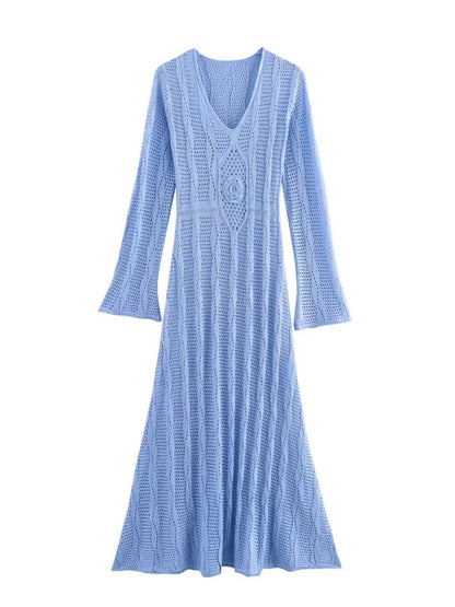 Vacation Dresses- Boho Knit Maxi for Beach Days Vacation Dress- - IndioGear Women Clothing