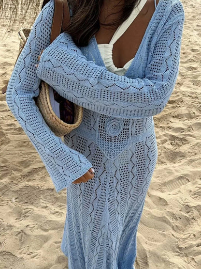 Vacation Dresses- Boho Knit Maxi for Beach Days Vacation Dress- - IndioGear Women Clothing